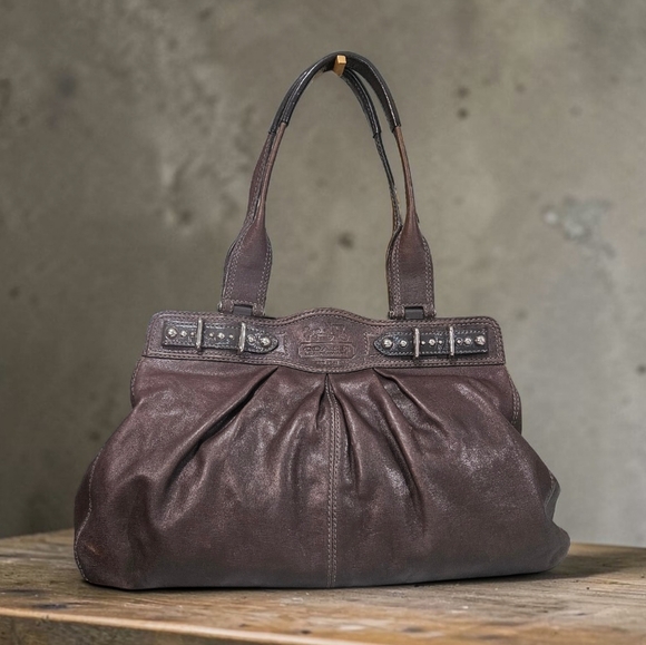 Coach XL Garnet Hobo Chocolate Leather Shoulder Bag w/Wallet & Charm - Picture 4 of 16